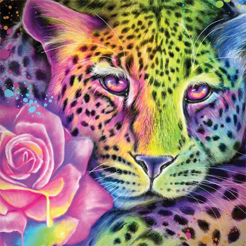 Neon Rainbow Cheetah with Rose by Sheena Pike Dell Inspiron Skin